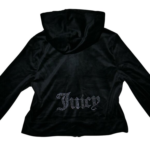 JUICY COUTURE Velour Tracksuit Matching 2 PC Set Bling Sweatsuit Black NWT - Picture 7 of 14